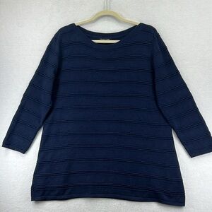41 Hawthorne Hauthie Pointelle Women’s Sweater Sz XL Navy 3/4 Sleeves